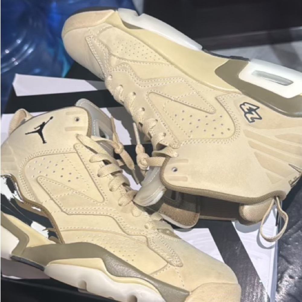 Jordan Cream Sneakers with Paneled Upper and Perforated Details